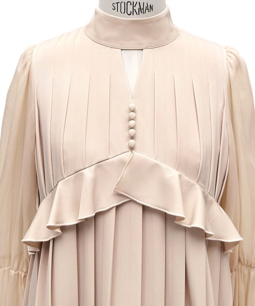 RUIRUE BOUTIQUE(ルイルエブティック)の「オケージョンドレス 結婚式 ストレッチ | クラシカル パフスリーブ プリーツ ドレス | 二次会 披露宴 美脚 ワンピース オケージョン お呼ばれ パーティードレス(ドレス・レディース・ネイビー/ベージュ/ブラック・S/M/L/LL)」の20枚目の写真
