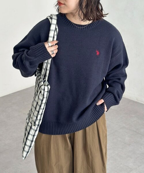 U.S. POLO ASSN.(ユーエスポロアッスン)の「クルーネックニット(ニット/セーター・レディース・ホワイト系その他/ホワイト/グリーン/ベージュ/ネイビー/インディゴブルー/ブラック/ブラウン系その他/ブラウン・MEDIUM/LARGE)」の8枚目の写真