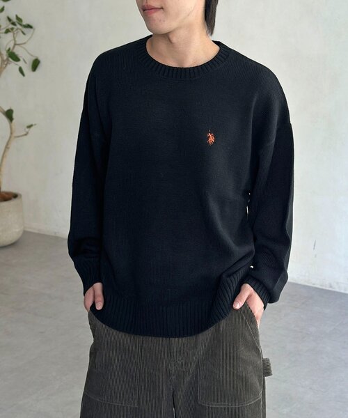 U.S. POLO ASSN.(ユーエスポロアッスン)の「クルーネックニット(ニット/セーター・レディース・ホワイト系その他/ホワイト/グリーン/ベージュ/ネイビー/インディゴブルー/ブラック/ブラウン系その他/ブラウン・MEDIUM/LARGE)」の1枚目の写真