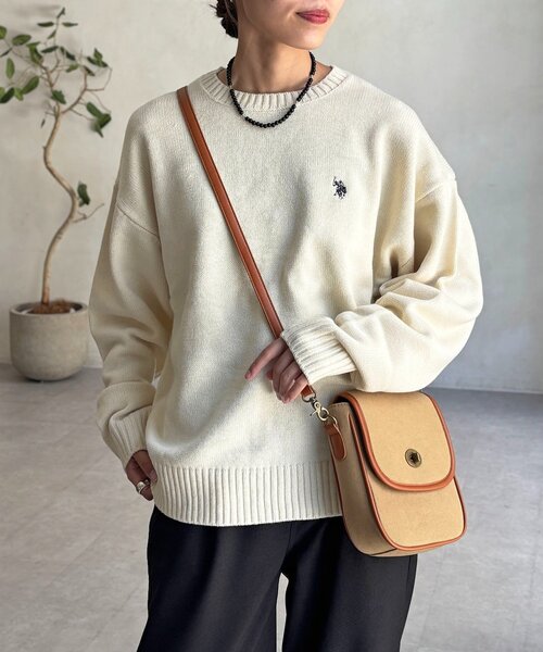 U.S. POLO ASSN.(ユーエスポロアッスン)の「クルーネックニット(ニット/セーター・レディース・ホワイト系その他/ホワイト/グリーン/ベージュ/ネイビー/インディゴブルー/ブラック/ブラウン系その他/ブラウン・MEDIUM/LARGE)」の18枚目の写真