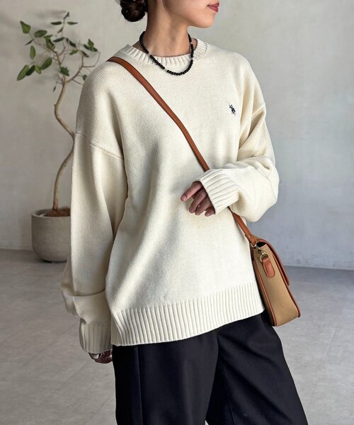 U.S. POLO ASSN.(ユーエスポロアッスン)の「クルーネックニット(ニット/セーター・レディース・ホワイト系その他/ホワイト/グリーン/ベージュ/ネイビー/インディゴブルー/ブラック/ブラウン系その他/ブラウン・MEDIUM/LARGE)」の22枚目の写真