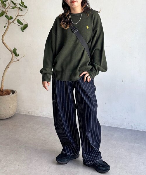 U.S. POLO ASSN.(ユーエスポロアッスン)の「クルーネックニット(ニット/セーター・レディース・ホワイト系その他/ホワイト/グリーン/ベージュ/ネイビー/インディゴブルー/ブラック/ブラウン系その他/ブラウン・MEDIUM/LARGE)」の10枚目の写真