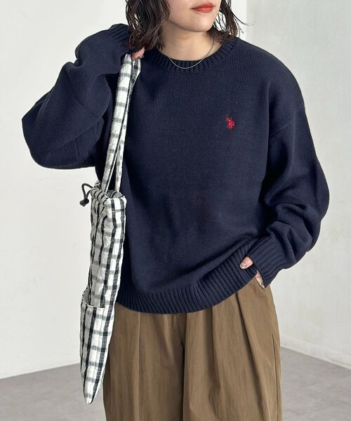 U.S. POLO ASSN.(ユーエスポロアッスン)の「クルーネックニット(ニット/セーター・レディース・ホワイト系その他/ホワイト/グリーン/ベージュ/ネイビー/インディゴブルー/ブラック/ブラウン系その他/ブラウン・MEDIUM/LARGE)」の11枚目の写真