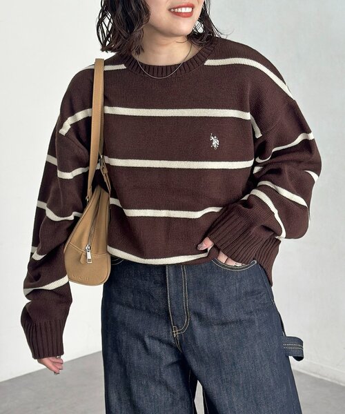 U.S. POLO ASSN.(ユーエスポロアッスン)の「クルーネックニット(ニット/セーター・レディース・ホワイト系その他/ホワイト/グリーン/ベージュ/ネイビー/インディゴブルー/ブラック/ブラウン系その他/ブラウン・MEDIUM/LARGE)」の16枚目の写真