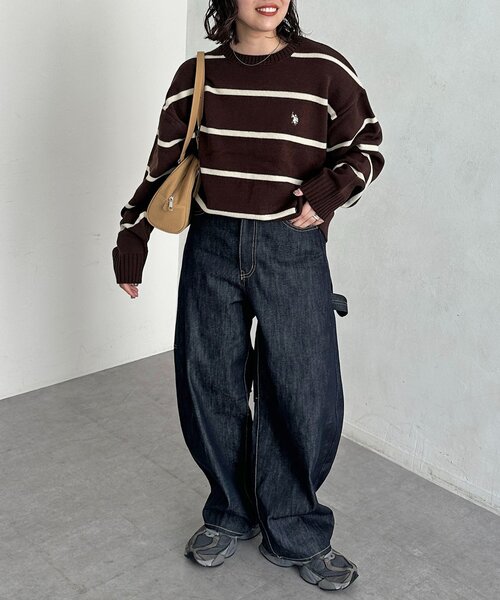 U.S. POLO ASSN.(ユーエスポロアッスン)の「クルーネックニット(ニット/セーター・レディース・ホワイト系その他/ホワイト/グリーン/ベージュ/ネイビー/インディゴブルー/ブラック/ブラウン系その他/ブラウン・MEDIUM/LARGE)」の17枚目の写真