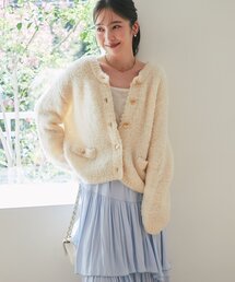 La boutique BonBon | 【程よいリラックス感】ウールボアニットジャケットカーディガン(ノーカラージャケット)