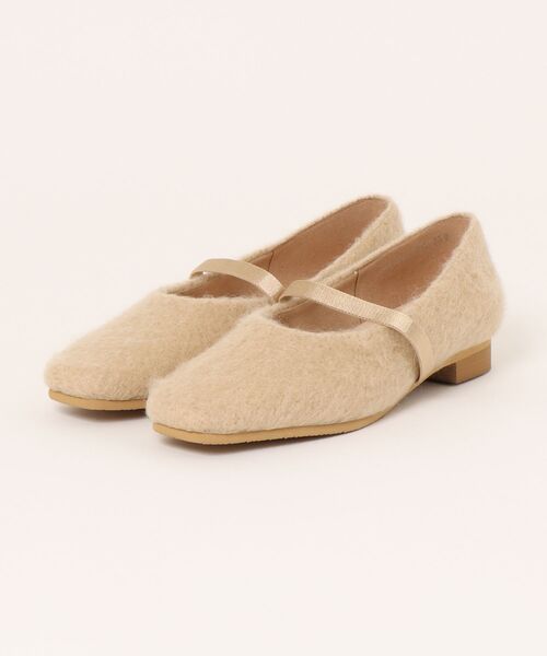 Bridget Birkin（ブリジットバーキン）の「【Bridget Birkin】エラスティックバンドもこもこスクエアバレエシューズ(551547)（バレエシューズ・レディース・グレー系その他/ブラック/ベージュ・24/23.5/23/24.5/22.5）」の4枚目の写真