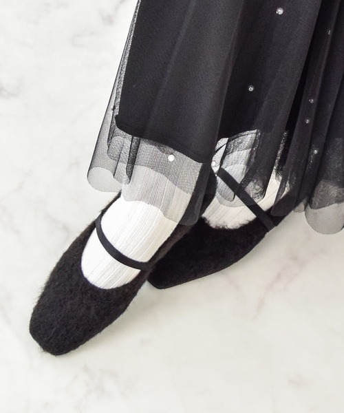 Bridget Birkin（ブリジットバーキン）の「【Bridget Birkin】エラスティックバンドもこもこスクエアバレエシューズ(551547)（バレエシューズ・レディース・グレー系その他/ブラック/ベージュ・24/23.5/23/24.5/22.5）」の10枚目の写真