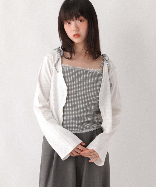 Heather(ヘザー)の「アソートレースキャミ/カーディガン2P 596501(カーディガン/ボレロ・レディース・アイボリー/グレー/ネイビー・FREE)」の2枚目の写真