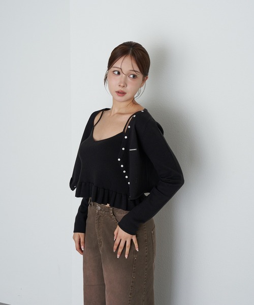 RAY CASSIN(レイカズン)の「ペプラムキャミセットカーディガン(カーディガン/ボレロ・レディース・アイボリー/ブラック/グレー系その他2・FREE)」の5枚目の写真