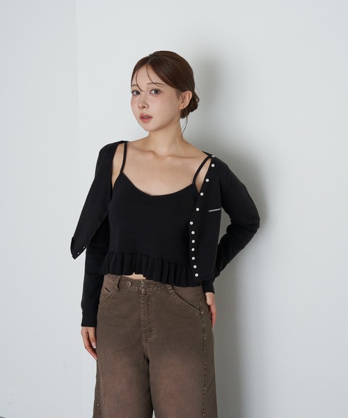 RAY CASSIN(レイカズン)の「ペプラムキャミセットカーディガン(カーディガン/ボレロ・レディース・アイボリー/ブラック/グレー系その他2・FREE)」の6枚目の写真