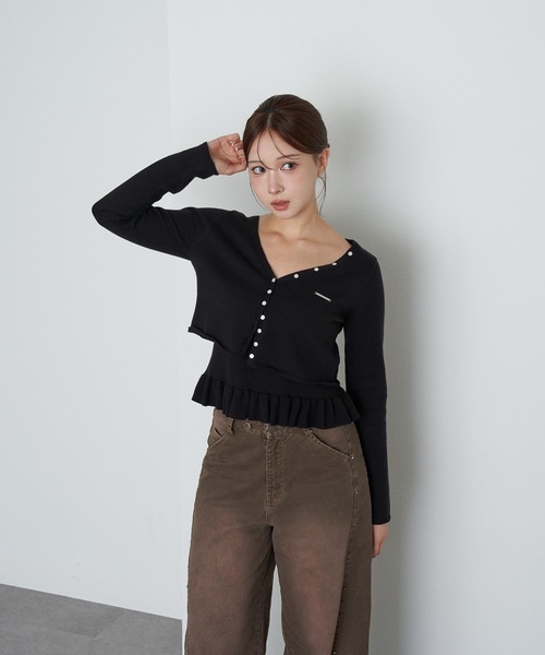 RAY CASSIN(レイカズン)の「ペプラムキャミセットカーディガン(カーディガン/ボレロ・レディース・アイボリー/ブラック/グレー系その他2・FREE)」の9枚目の写真