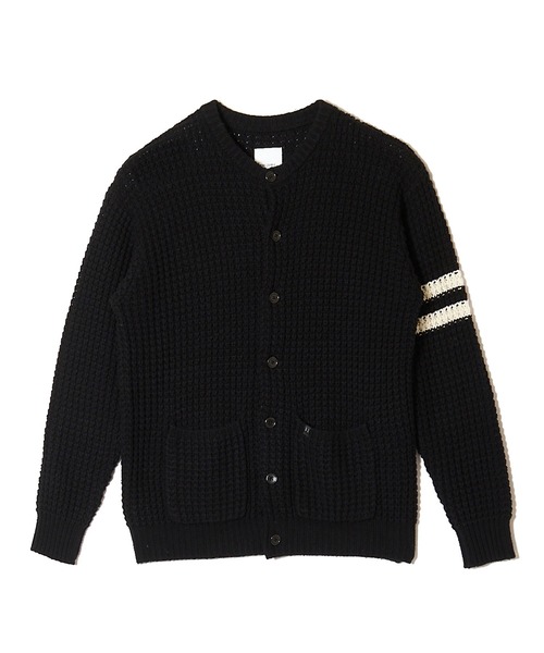 CRIMIE（クライミー）の「BIG WAFFLE BORDER KNIT CARDIGAN（ニット/セーター・メンズ・ブラック×ホワイト・L/XL）」の3枚目の写真