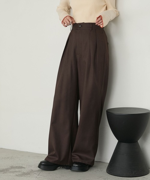 forksy.(フォルクシー)の「【forksy.】ダブルタックワイドスラックスパンツ<セットアップ対応>(スラックス・レディース・ダークブラウン/ブラック/ライトベージュ/チャコールグレー・M/L)」の21枚目の写真