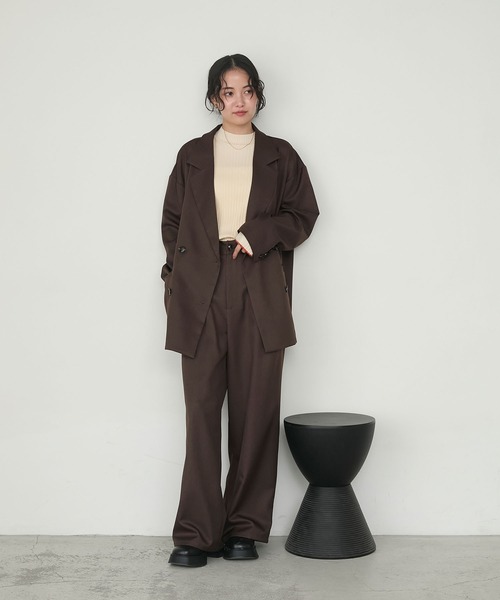 forksy.】【セットアップ対応】ダブルタックワイドスラックスパンツ