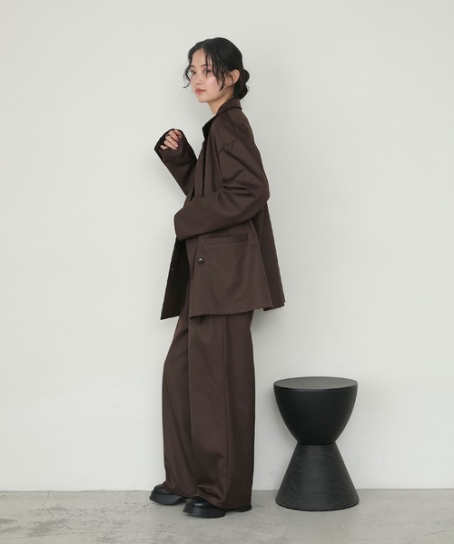 forksy.】【セットアップ対応】ダブルタックワイドスラックスパンツ