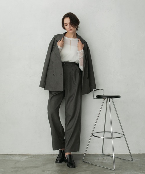 forksy.(フォルクシー)の「【forksy.】ダブルタックワイドスラックスパンツ<セットアップ対応>(スラックス・レディース・ダークブラウン/ブラック/ライトベージュ/チャコールグレー・M/L)」の9枚目の写真