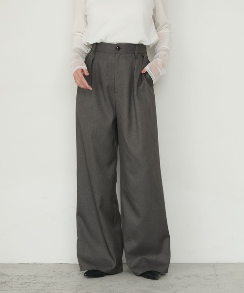 forksy.】【セットアップ対応】ダブルタックワイドスラックスパンツ