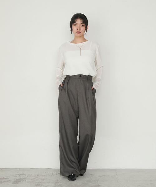forksy.(フォルクシー)の「【forksy.】ダブルタックワイドスラックスパンツ<セットアップ対応>(スラックス・レディース・ダークブラウン/ブラック/ライトベージュ/チャコールグレー・M/L)」の22枚目の写真