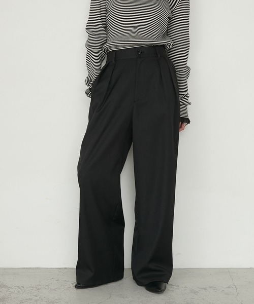 forksy.(フォルクシー)の「【forksy.】ダブルタックワイドスラックスパンツ<セットアップ対応>(スラックス・レディース・ダークブラウン/ブラック/ライトベージュ/チャコールグレー・M/L)」の5枚目の写真