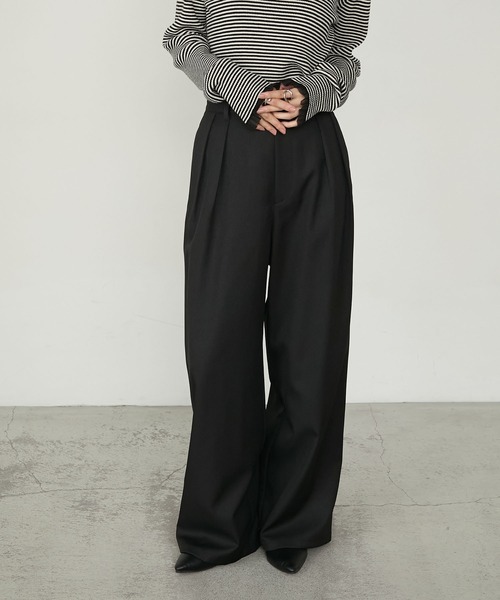 forksy.(フォルクシー)の「【forksy.】ダブルタックワイドスラックスパンツ<セットアップ対応>(スラックス・レディース・ダークブラウン/ブラック/ライトベージュ/チャコールグレー・M/L)」の6枚目の写真