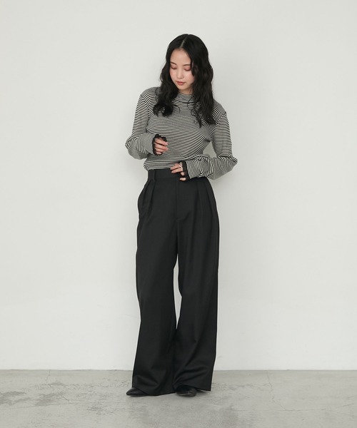 forksy.(フォルクシー)の「【forksy.】ダブルタックワイドスラックスパンツ<セットアップ対応>(スラックス・レディース・ダークブラウン/ブラック/ライトベージュ/チャコールグレー・M/L)」の11枚目の写真