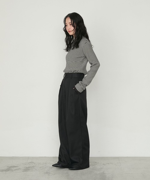 forksy.(フォルクシー)の「【forksy.】ダブルタックワイドスラックスパンツ<セットアップ対応>(スラックス・レディース・ダークブラウン/ブラック/ライトベージュ/チャコールグレー・M/L)」の13枚目の写真