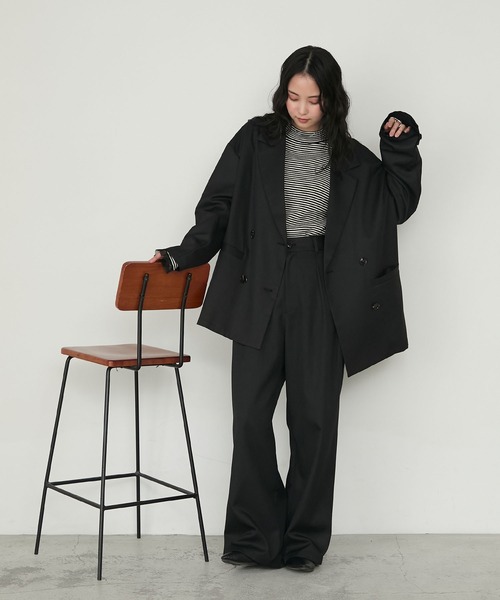 forksy.(フォルクシー)の「【forksy.】ダブルタックワイドスラックスパンツ<セットアップ対応>(スラックス・レディース・ダークブラウン/ブラック/ライトベージュ/チャコールグレー・M/L)」の12枚目の写真