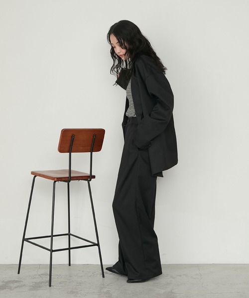 forksy.】【セットアップ対応】ダブルタックワイドスラックスパンツ