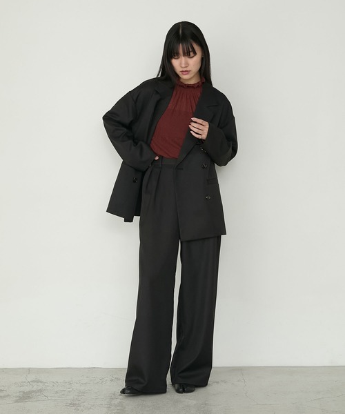 forksy.(フォルクシー)の「【forksy.】ダブルタックワイドスラックスパンツ<セットアップ対応>(スラックス・レディース・ダークブラウン/ブラック/ライトベージュ/チャコールグレー・M/L)」の19枚目の写真