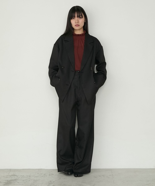 forksy.(フォルクシー)の「【forksy.】ダブルタックワイドスラックスパンツ<セットアップ対応>(スラックス・レディース・ダークブラウン/ブラック/ライトベージュ/チャコールグレー・M/L)」の20枚目の写真