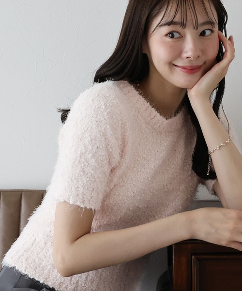 BLUEEAST(ブルーイースト)の「ぽこぽこシャギー半袖ニット(ニット/セーター・レディース・アイボリー/ピンク/グレー・MEDIUM)」の22枚目の写真