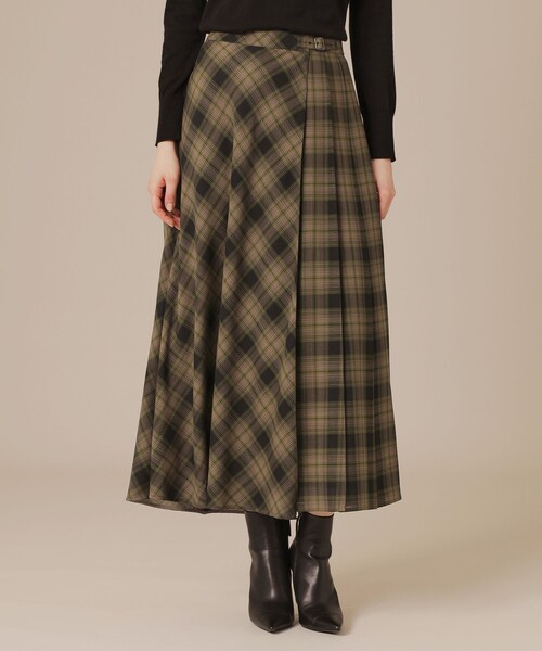 MACKINTOSH LONDON（マッキントッシュ ロンドン）の「ウォッシャブルウールビエラスカート（スカート・レディース・ブラック/グリーン系その他4/ベージュ・36/38）」の2枚目の写真