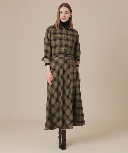 MACKINTOSH LONDON（マッキントッシュ ロンドン）の「ウォッシャブルウールビエラスカート（スカート・レディース・ブラック/グリーン系その他4/ベージュ・36/38）」の8枚目の写真