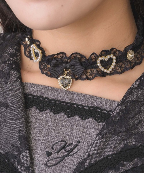 ROJITA（ロジータ）の「フリルレースハートビジューチョーカー（チョーカー・レディース・ピンク/ホワイト/ブラック・FREE）」の5枚目の写真