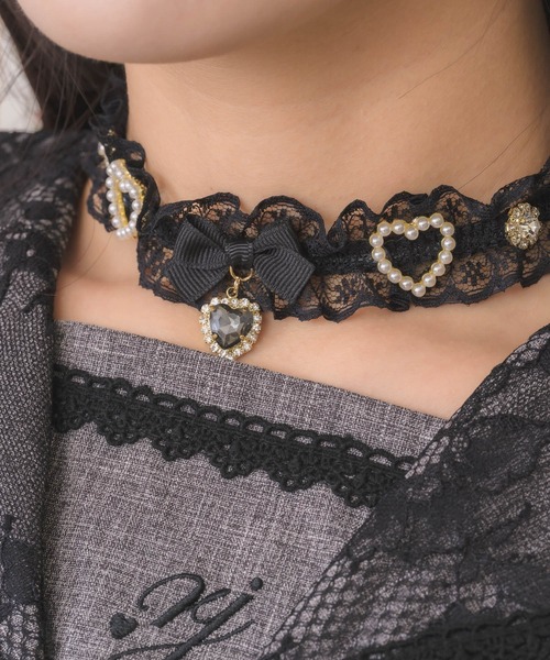 ROJITA（ロジータ）の「フリルレースハートビジューチョーカー（チョーカー・レディース・ピンク/ホワイト/ブラック・FREE）」の11枚目の写真