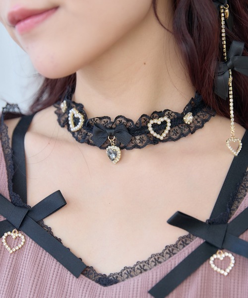 ROJITA（ロジータ）の「フリルレースハートビジューチョーカー（チョーカー・レディース・ピンク/ホワイト/ブラック・FREE）」の14枚目の写真