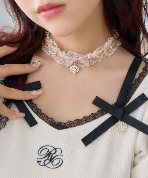 フリルレースハートビジューチョーカー（チョーカー）｜ROJITA