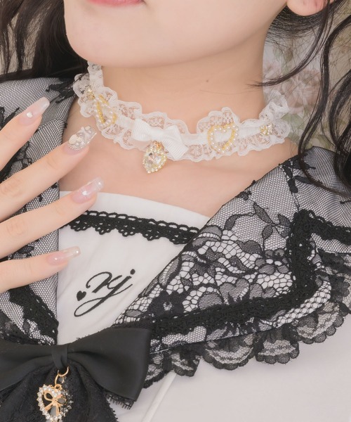 フリルレースハートビジューチョーカー（チョーカー）｜ROJITA
