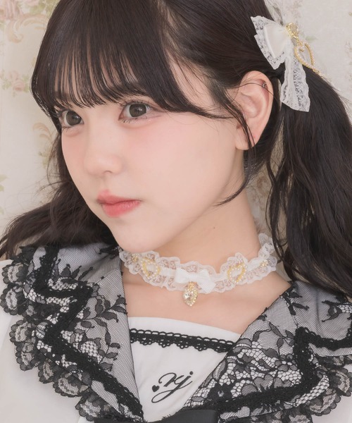 ROJITA（ロジータ）の「フリルレースハートビジューチョーカー（チョーカー・レディース・ピンク/ホワイト/ブラック・FREE）」の7枚目の写真