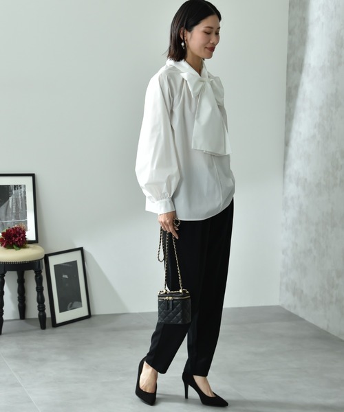 INTERPLANET（インタープラネット）の「ＴＣブロードＢＩＧリボン前後２ＷＡＹブラウス（シャツ/ブラウス・レディース・ブルー/オフホワイト/ブラック・FREE）」の11枚目の写真