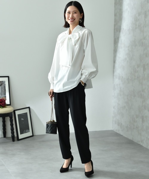 INTERPLANET（インタープラネット）の「ＴＣブロードＢＩＧリボン前後２ＷＡＹブラウス（シャツ/ブラウス・レディース・ブルー/オフホワイト/ブラック・FREE）」の12枚目の写真