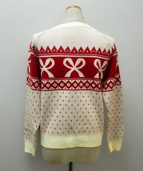PRIVATE BEACH(プライベートビーチ)の「リボン×ノルディック柄ニットトップス(ニット/セーター・レディース・ブルー/オフホワイト/ブラック/レッド・FREE)」の21枚目の写真