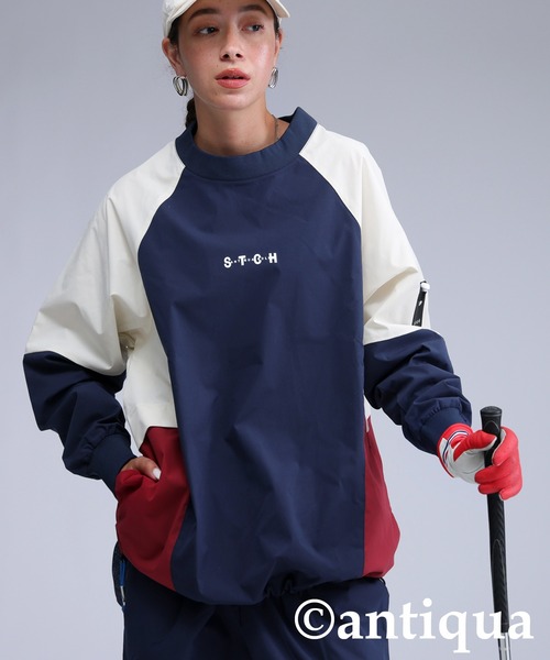 antiqua(アンティカ)の「【STCH】配色切替トップス(Tシャツ/カットソー・レディース・ブラック/ネイビー・LXL/ML)」の2枚目の写真
