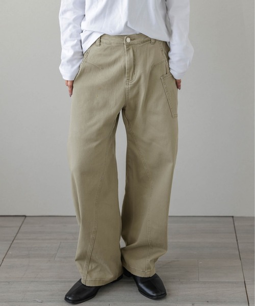 La-gemme(ラジェム)の「パネルラインアシンメトリーワイドパンツ(その他パンツ・レディース・ブラック/オリーブ/ホワイト・M/L)」の6枚目の写真