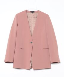 セオリー ボタンレス ノーカラージャケット ピンク サイズ2 ブランド古着】theory |セオリーのノーカラージャケット古着