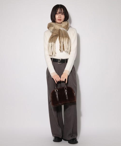 PAGEBOY（ページボーイ）の「フリンジチェックストール（ストール/ショール・レディース・ベージュ/ブラック・FREE）」の12枚目の写真