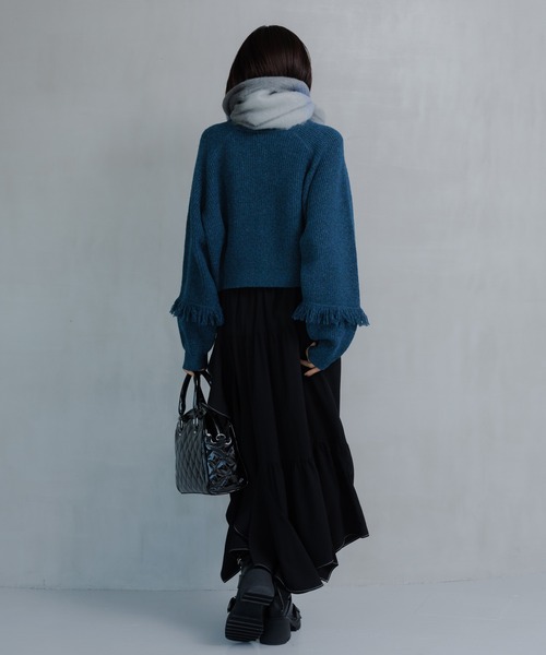 PAGEBOY（ページボーイ）の「フリンジチェックストール（ストール/ショール・レディース・ベージュ/ブラック・FREE）」の15枚目の写真