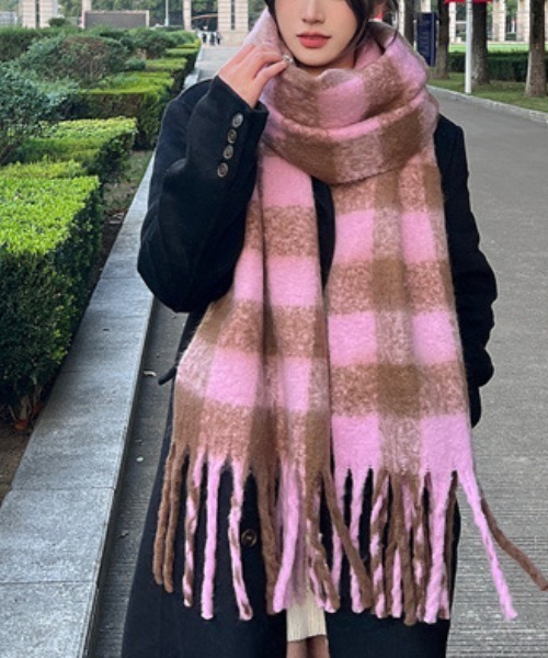 セール】フリンジビッグチェックストール（ストール/ショール