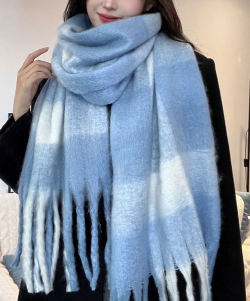 セール】フリンジビッグチェックストール（ストール/ショール